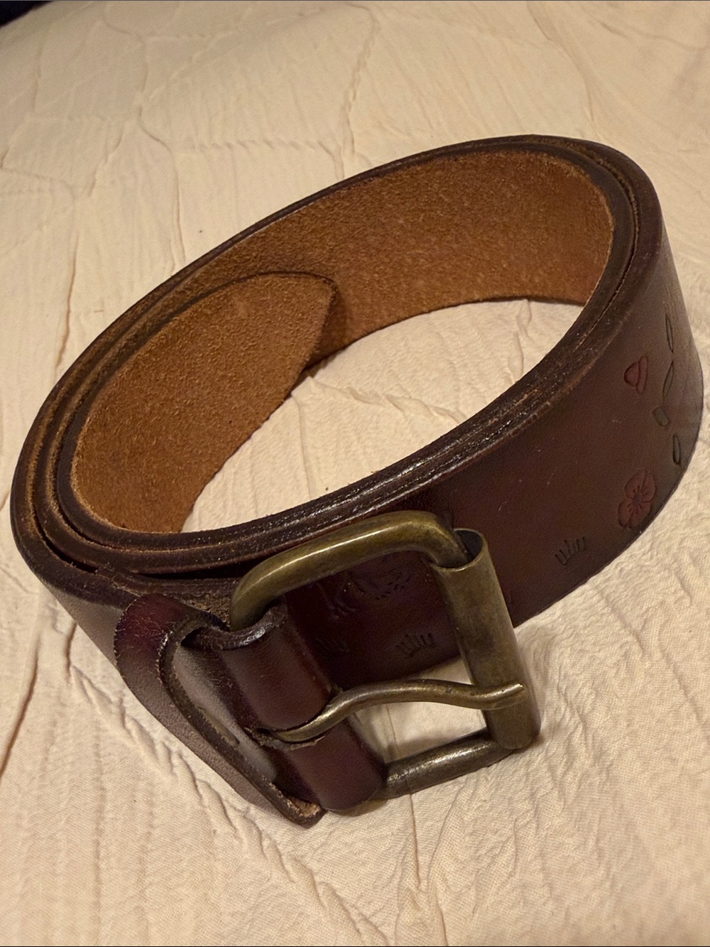 MARC JACOBS, Brown Leather Belt with Brass Buckle